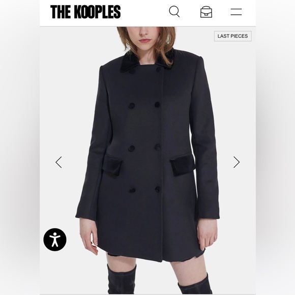 NWT The Kooples Cashmere and Wool Velvet Button double breasted Jacket Coat - Picture 7 of 17